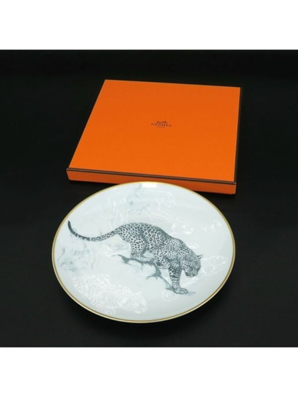 Hermes Red Road Sketch Dessert Plate